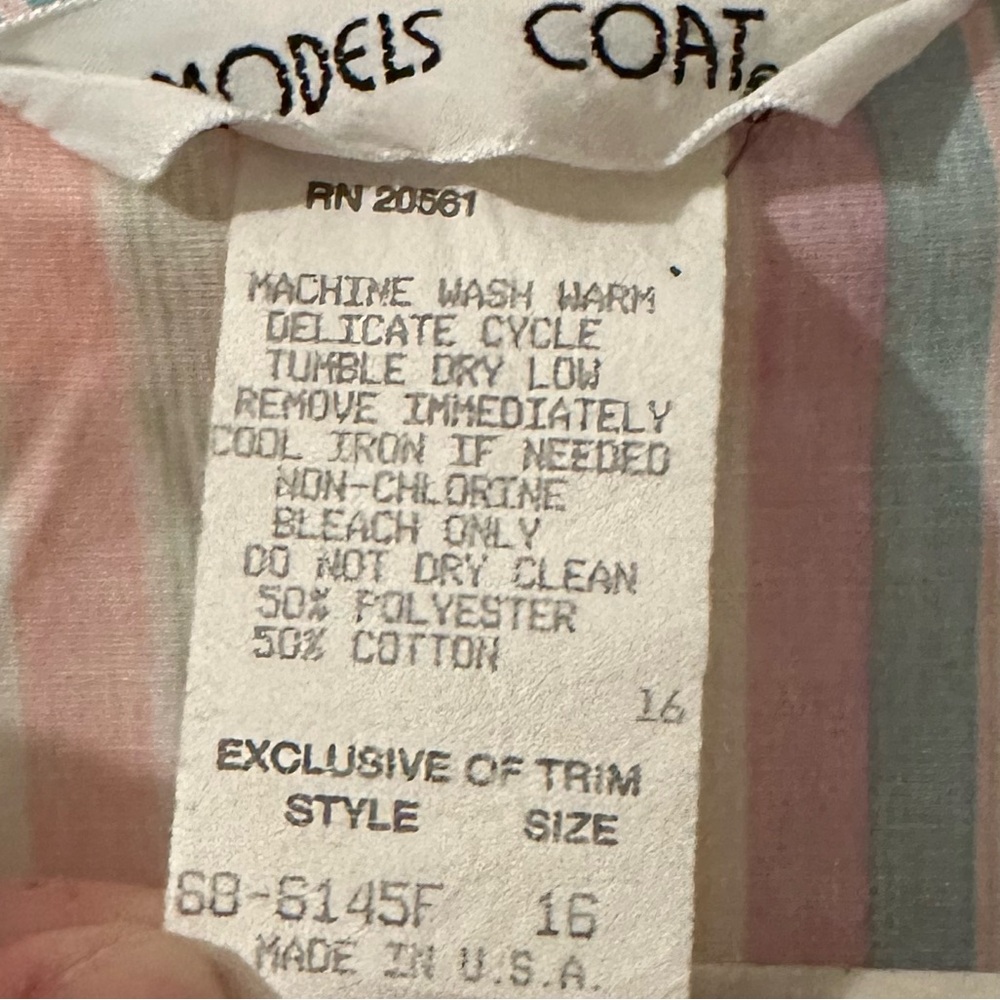 Vintage 70s Sears Model’s Coat XL Pastel Stripe Housecoat Muumuu Duster - Picture 4 of 7